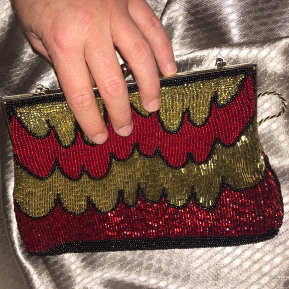 hand beaded flame clutch - Picture 4 of 4